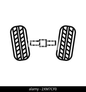 Symbol für die Radausrichtung Schwarzer Linie Kunstvektor in schwarz-weißer Umrandung Set Collection Sign Stock Vektor