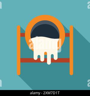 Der Betonmischer gießt Zement, der für ein Bauprojekt einsatzbereit ist Stock Vektor