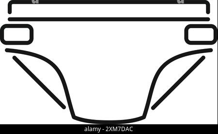 Einfaches Strichsymbol einer Windel, häufig für Babyprodukte und Kinderbetreuungsdienste verwendet Stock Vektor