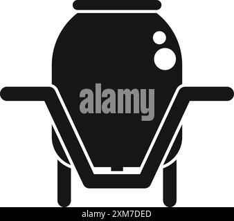 Schwarze Silhouette eines Betonmischers, der auf einer Baustelle arbeitet Stock Vektor