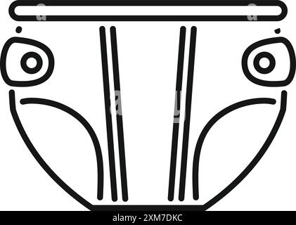 Einfaches Strichsymbol einer Windel, häufig für Babyprodukte und Dienstleistungen im Zusammenhang mit der Kinderbetreuung verwendet Stock Vektor