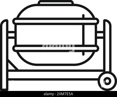 Grillgrill mit Rädern auf Metallrahmen, moderner Brazier zum Kochen von Fleisch Stock Vektor