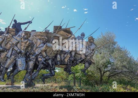 Ungarn, Budapest, das Bela Kun Memorial im Memento Park. Szoborpark oder Memento Park ist ein Freilichtmuseum in Budapest, Ungarn, das monumen gewidmet ist Stockfoto