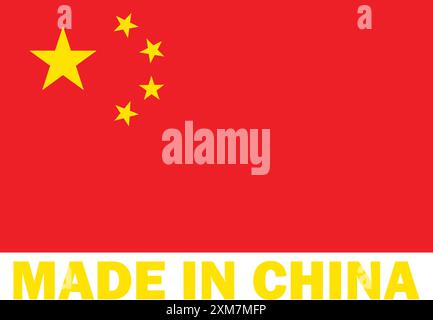 Made in China, Make in China, Herstellungszeichen, chinesische Produktsymbol, Made in China icon, Made in China mit Flagge Stock Vektor