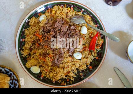 Usbek Plov – Nationalgericht Usbekistans Stockfoto