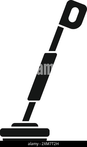 Schwarzes einfaches Symbol für einen Rasenmäher mit Handdruck, der zum Mähen von Gras verwendet wird Stock Vektor