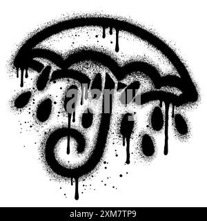 Lackiertes Graffiti-Regenschirm-Symbol isoliert mit weißem Hintergrund gesprüht.eps 10. Stock Vektor