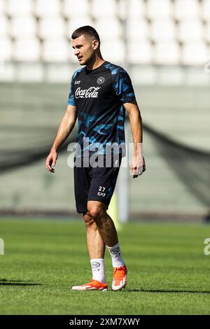 Alessandro Buongiorno, italienischer Verteidiger des SSC Napoli, während des Trainingslagers 2024-25 in Castel Di Sangro in den Abruzzen, Italien. Stockfoto