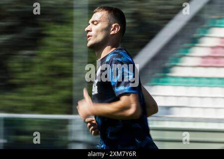 Alessandro Buongiorno, italienischer Verteidiger des SSC Napoli, während des Trainingslagers 2024-25 in Castel Di Sangro in den Abruzzen, Italien. Stockfoto