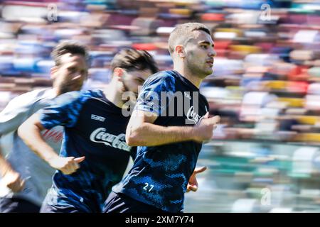 Alessandro Buongiorno, italienischer Verteidiger des SSC Napoli, während des Trainingslagers 2024-25 in Castel Di Sangro in den Abruzzen, Italien. Stockfoto