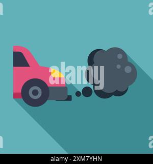 Rosafarbenes Auto emittiert schwarzen Rauch aus seinem Auspuff Stock Vektor