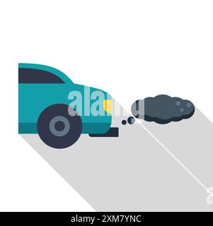 Fahrzeug, das Abgasrauch aus Fahrzeugrohren ausstößt, was zu Klimaerwärmung führt Stock Vektor