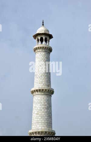 10-08-2023, Agra, Uttar pradesh, Indien, Taj Mahal, eines der sieben Weltwunder, der Turm des Taj Mahal, Stockfoto