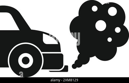 Schwarzes Auto verunreinigt die Umwelt, indem es schädliche Abgase aus seinem Auspuffrohr ausstößt Stock Vektor