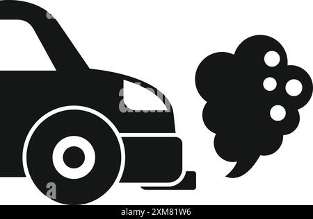 Schwarze Silhouette eines Autos, das Abgase abgibt und die Umweltverschmutzung symbolisiert Stock Vektor