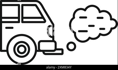 Linienzeichnung eines Autos, das aus seinem Auspuffrohr rauchverunreinigt ist Stock Vektor