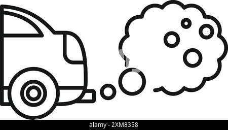 Einfache Linienzeichnung eines Fahrzeugs, das Rauchverschmutzung aus dem Auspuffrohr ausstößt, perfekt für Projekte im Zusammenhang mit Umweltproblemen Stock Vektor