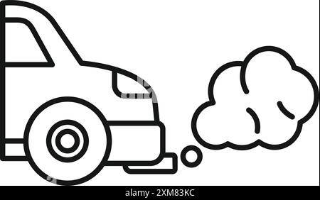 Linienzeichnung eines Autos, das aus seinem Auspuffrohr rauchverunreinigt ist Stock Vektor