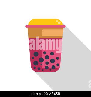 Erfrischender Sprudeltee in einer Plastiktasse mit Deckel, mit köstlichen Tapiokaparlen Stock Vektor