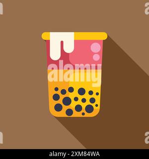 Erfrischende Illustration eines Bubble Teegetränks mit Tapioka-Perlen am Boden der Tasse Stock Vektor