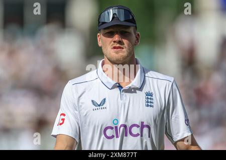 Birmingham, Großbritannien. Juli 2024. Dillon Pennington of England während des 3. Rothesay Test Match Day One Match England vs West Indies in Edgbaston, Birmingham, Vereinigtes Königreich, 26. Juli 2024 (Foto: Mark Cosgrove/News Images) in Birmingham, Vereinigtes Königreich am 26. Juli 2024. (Foto: Mark Cosgrove/News Images/SIPA USA) Credit: SIPA USA/Alamy Live News Stockfoto