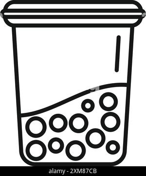 Plastikbecher voll mit Bubble Tea boba Tapioka Kugeln, die taiwanes Getränk zeigen Stock Vektor
