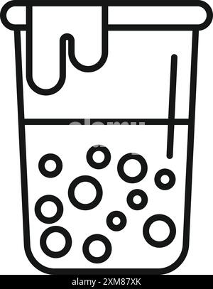 Plastikbecher mit Strohhalm voller Bubble Tee und Milchschaum, der einen Klumpen bildet Stock Vektor