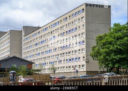 Sozialwohnungen von Glasgow West Housing Association, Saint Vincent Terrace, Glasgow, Schottland, Vereinigtes Königreich, Europa Stockfoto