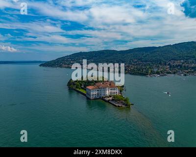 Aus der Vogelperspektive der Borromeo-Inseln am Lago Maggione Stockfoto