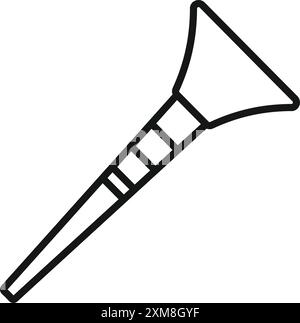 Line-Art-Ikone einer Vuvuzela, einem langen Horn, das traditionell von Fans bei Fußballspielen in südafrika geblasen wird Stock Vektor