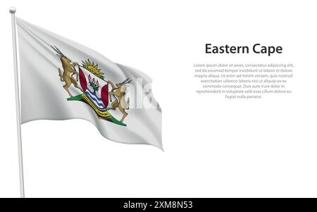 Die isolierte, winkende Flagge des Eastern Cape ist eine südafrikanische Provinz auf weißem Hintergrund. Stock Vektor