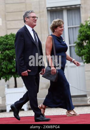 Der britische Premierminister Keir Starmer nahm am 26. Juli 2024 im Elysee-Palast Teil, der vor der Eröffnungszeremonie der Olympischen Spiele 2024 in Paris stattfand. Foto: Raphael Lafargue/ABACAPRESS. KOM Stockfoto