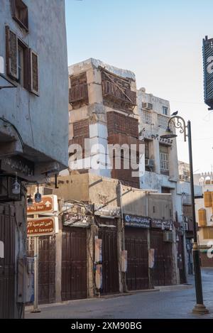 Antike arabische Architektur in der historischen Gegend von Jeddah Balad Stockfoto