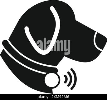 Hund trägt gps-Tracking-Halsband, um die Sicherheit und Sorgenfreiheit für Tierbesitzer zu gewährleisten Stock Vektor