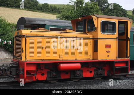 Diesellokomotive bei der Welshpool and Llanfair Railway, Wales, Großbritannien Stockfoto