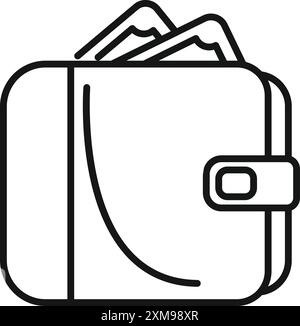 Offene Brieftasche mit Papiergeld im Inneren, das das Konzept der Finanzierung, Zahlung oder persönlichen Zubehörteile zeigt Stock Vektor