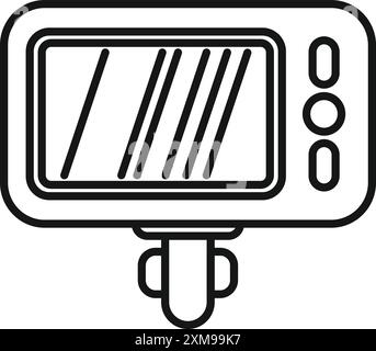 Echolot, der Daten zum Fischen anzeigt, die die Wassertiefe in einem einfachen linearen Stil anzeigen Stock Vektor