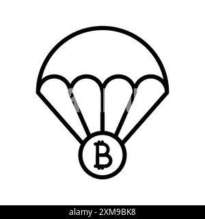 Bitcoin Airdrop Icon Linear Logo Set Kollektion in Schwarz-weiß für Web Stock Vektor