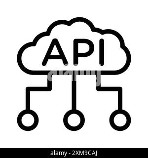 Cloud API Icon Linear-Logo-Set-Kollektion in Schwarzweiß für Web Stock Vektor