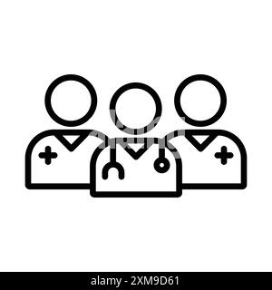 Medical Team Icon Linear Logo Mark Set Kollektion in Schwarz-weiß für Web Stock Vektor