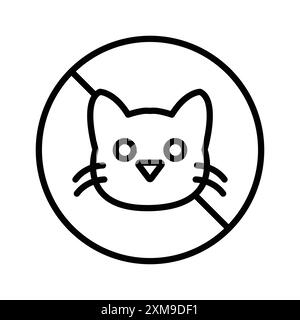 No Cats allowed Symbol lineare Logo-Set-Kollektion in Schwarz-weiß für Web Stock Vektor