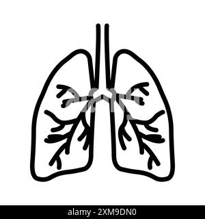 Linear-Logo-Set mit dem Symbol für menschliche Lungen in Schwarz-weiß für Web-Anwendungen Stock Vektor