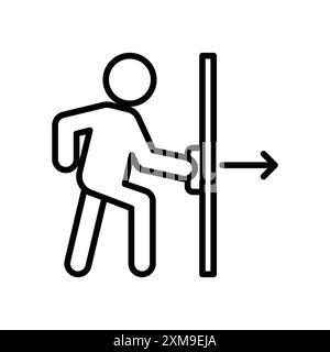 Person Push the Door icon Linear Logo Set Kollektion in Schwarz-weiß für Web Stock Vektor