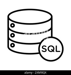 SQL-Server-Symbol lineare Logomarkierung Set Collection in Schwarzweiß für Web Stock Vektor