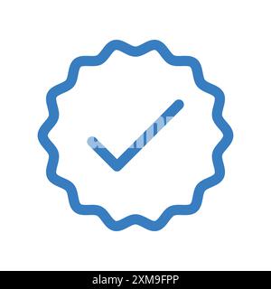 Verifiziertes Logo-Symbol für lineare Logomarken in Schwarz-weiß für das Web Stock Vektor