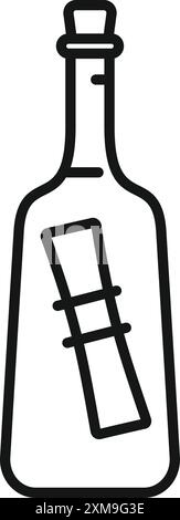 Korkglasflasche mit einer zusammengefassten Botschaft, die Abenteuer, Kommunikation und Entdeckung symbolisiert Stock Vektor