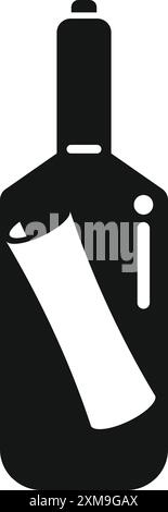 Dieses einfache, aber eindrucksvolle Symbol zeigt eine zusammengefasste Botschaft in einer Flasche, die Themen wie Kommunikation, Abenteuer und maritime Tradition angibt Stock Vektor