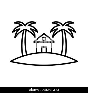 Tropical isle Resort Icon SET-Kollektion mit linearem Logo in Schwarz und weiß für Web Stock Vektor