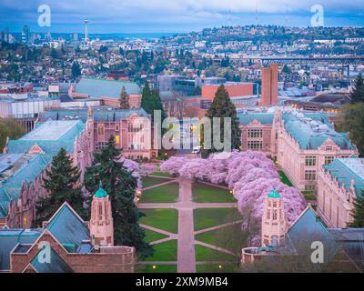 Die University of Washington (auch bekannt als Washington oder UDub) ist eine öffentliche Forschungsuniversität in Seattle, Washington, USA. Stockfoto