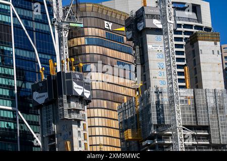 Baustelle in Sydney, Hochhausentwicklung von One Circular Quay im Stadtzentrum, New South Wales, Australien Stockfoto